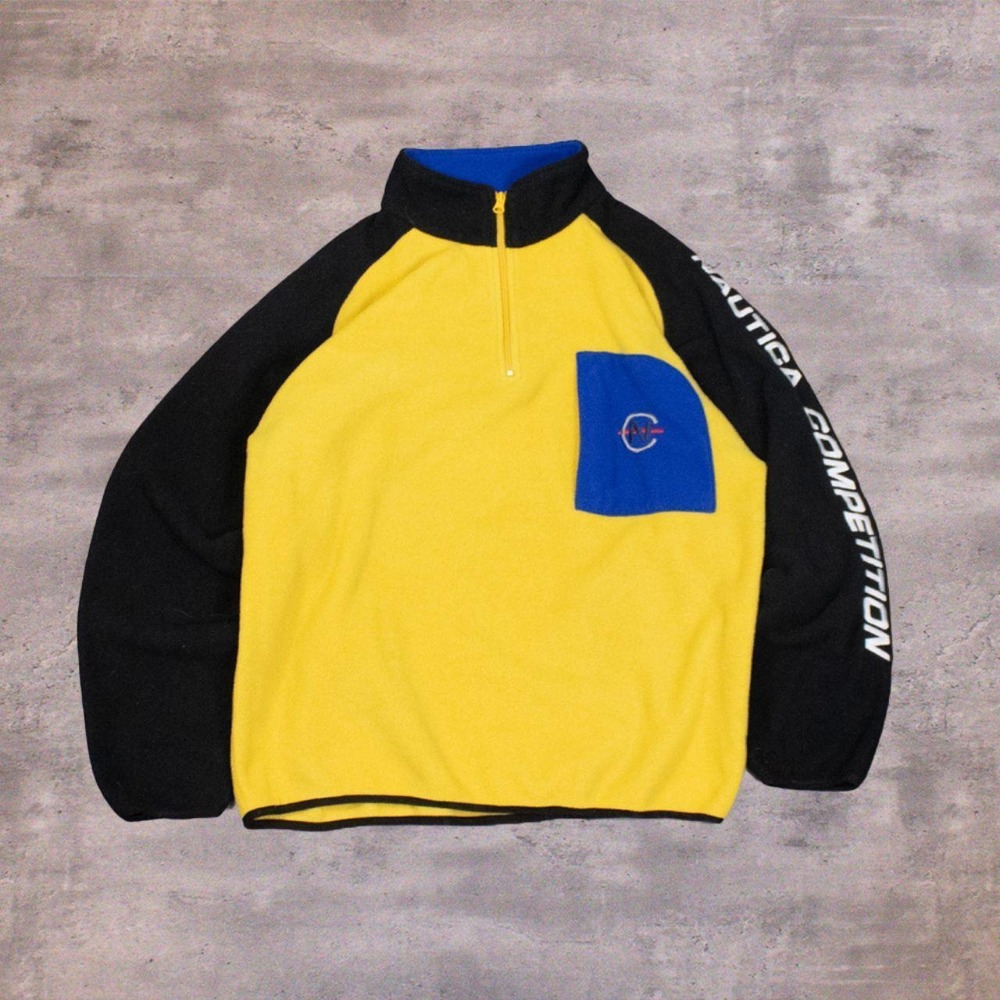 Vintage 1990's Nautica Competition Yellow Deep Pile Fleece Jacket